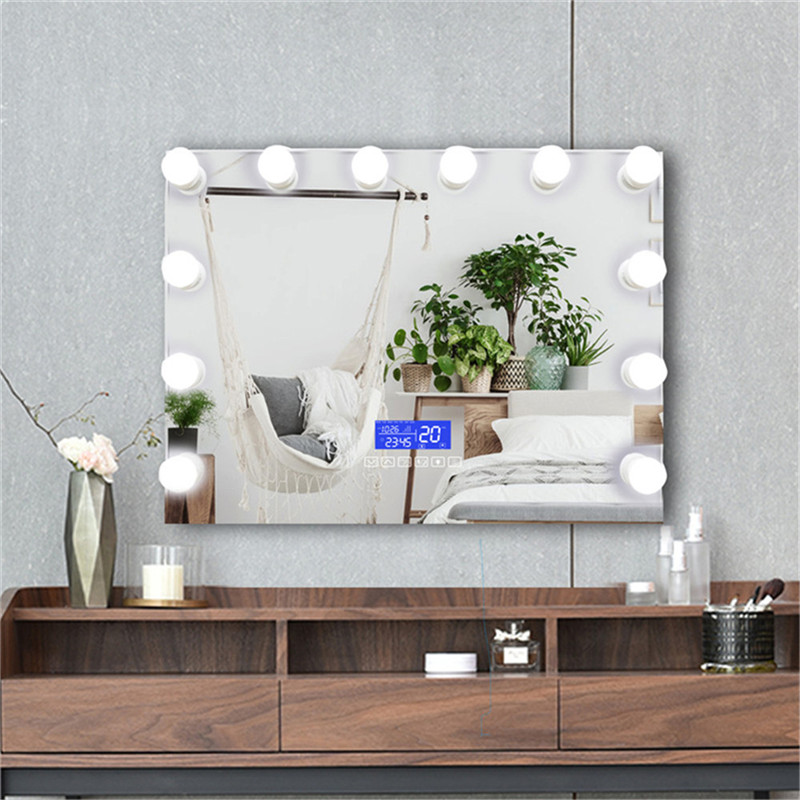 Decorative Beauty Vanity Touch Screen Bluetooth Mirror Wall-mounted Hollywood led vanity mirror
