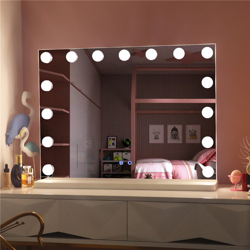 Large Desktop Hollywood Makeup Vanity Mirror with Bulbs Led Lighted Makeup Dressing Mirror