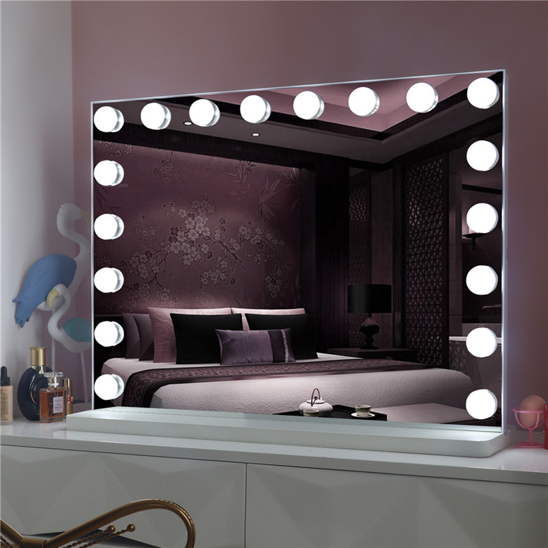 Led lighted table vanity makeup Hollywood Mirror With 18pcs Light Bulbs For Girl Cosmetic
